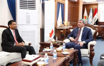 Ambassador Prashant Pise met today H.E. Mr. Ihsan Abdul Jabbar Ismail, Ministry of Oil, Iraq. During the meeting ways to enhance the joint cooperation between the two countries were discussed.